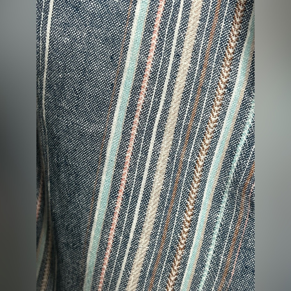 Democracy Flex-ellent Womens 8 Wide Cropped Pants Loom Striped Linen blend - Picture 9 of 12